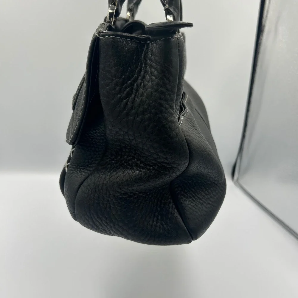 Radley London Satchel Handbag Womens Small Black Leather Contrast Stitch B-027